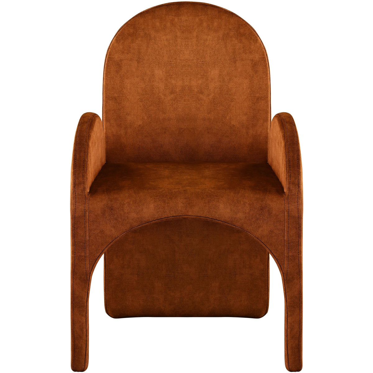 Meridian Summer Cognac Velvet Dining Arm Chair