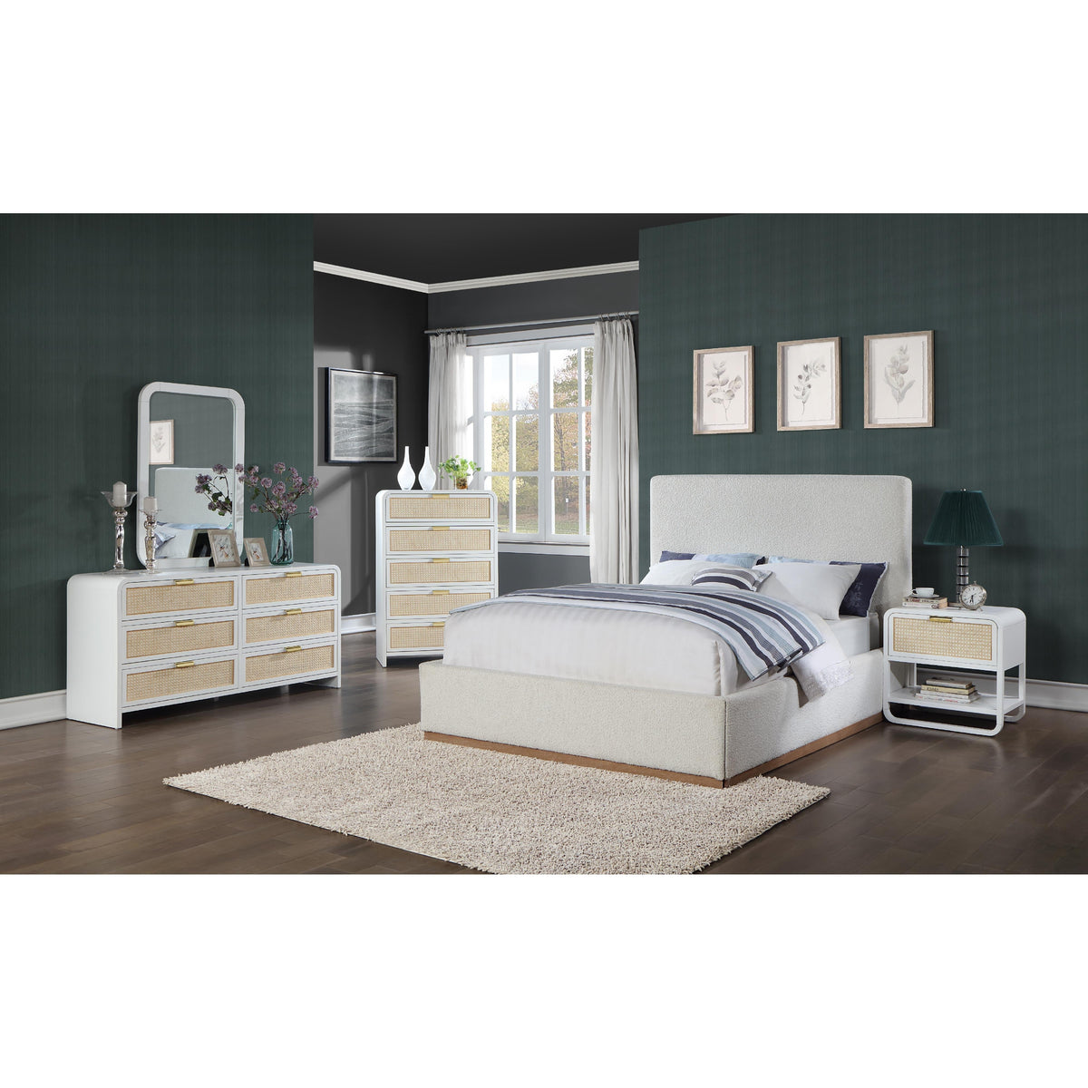 Meridian Sage White Wood Veneer Night Stand