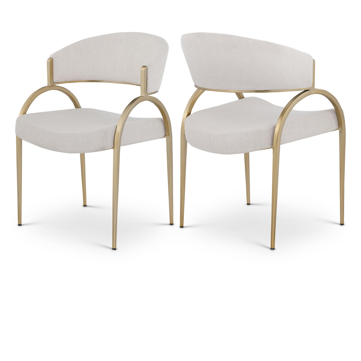 Meridian Privet Beige Linen Textured Fabric Dining Chair