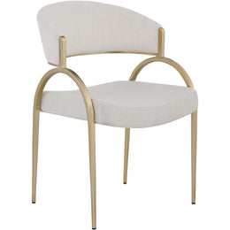 Meridian Privet Beige Linen Textured Fabric Dining Chair