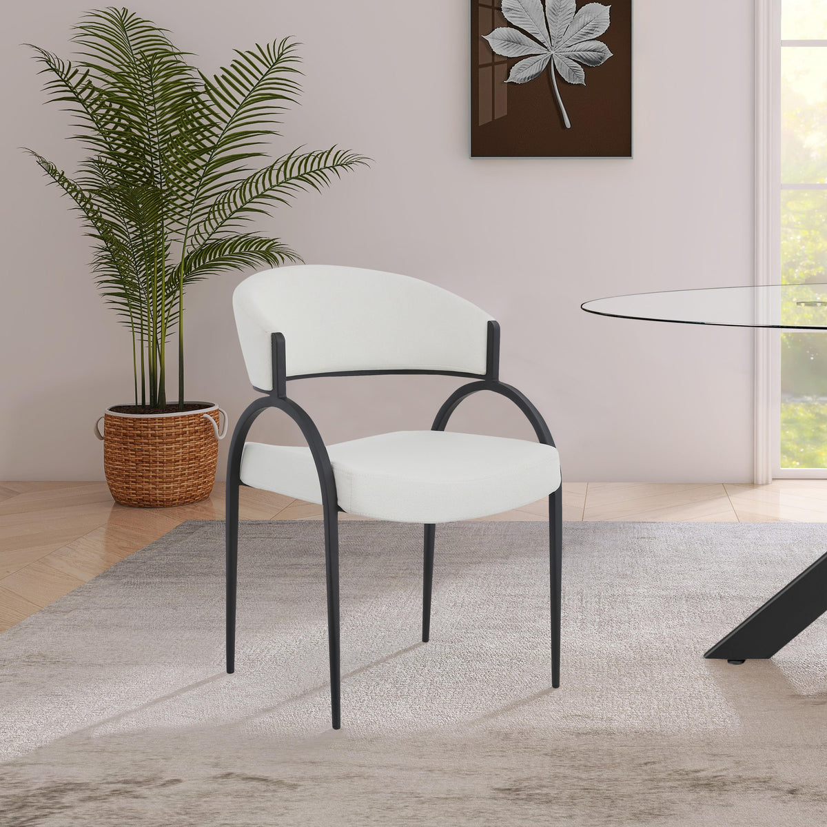 Meridian Privet Cream Linen Textured Fabric Dining Chair