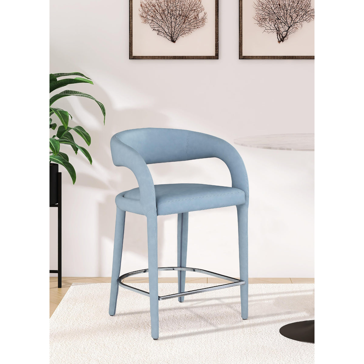 Meridian Sylvester Light Blue Vegan Leather Stool