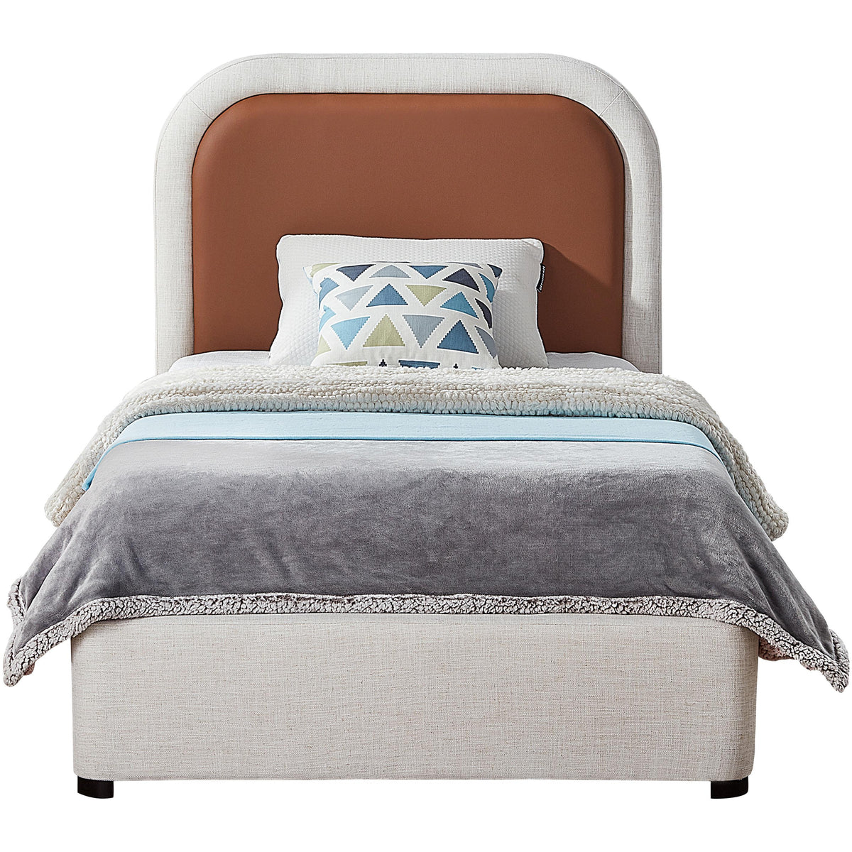 Meridian Blake Brown Vegan Leather Twin Bed