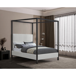 Meridian James Cream Linen Textured Fabric King Bed