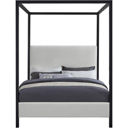 Meridian James Cream Linen Textured Fabric King Bed