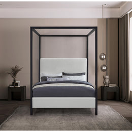 Meridian James Cream Linen Textured Fabric King Bed