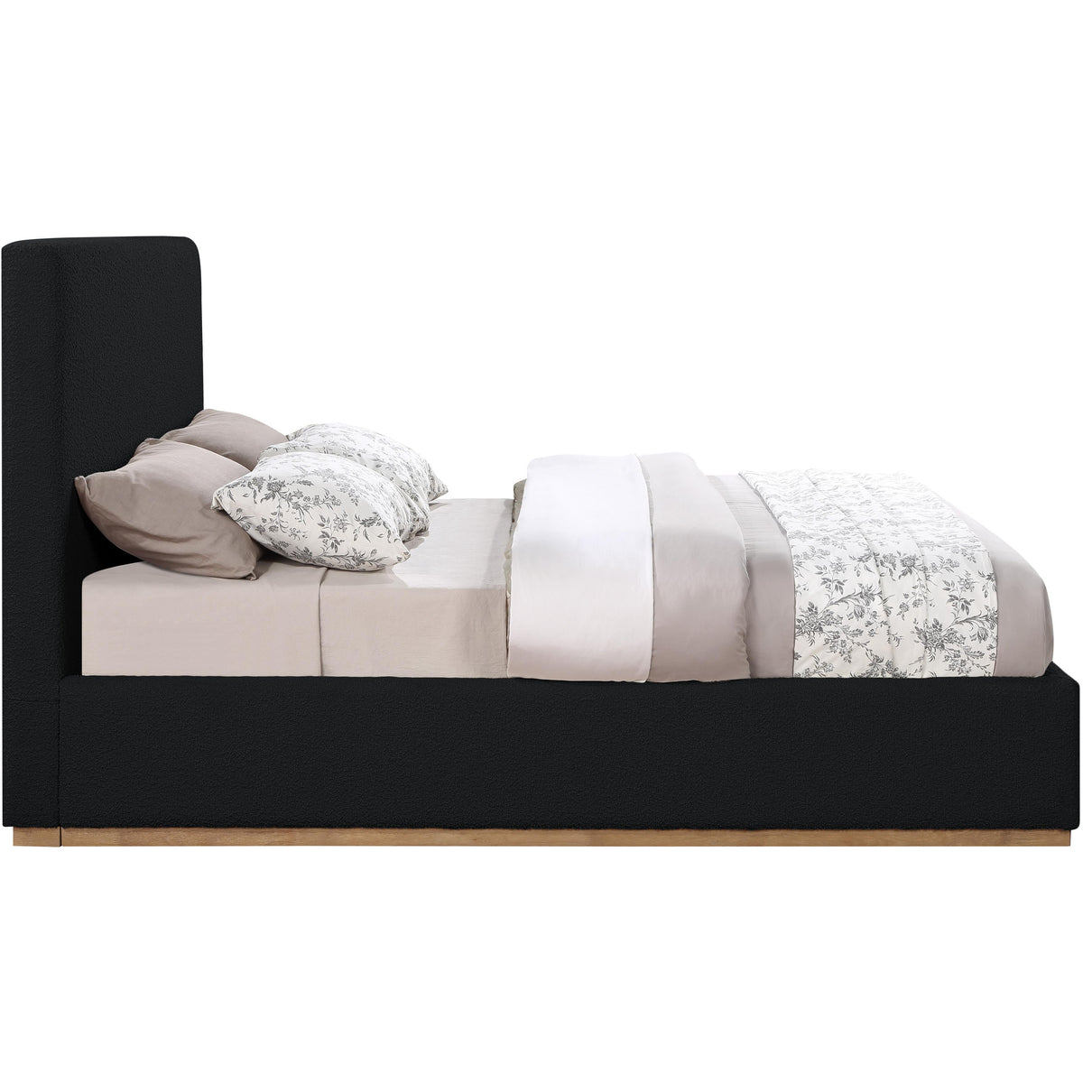 Meridian Monaco Black Boucle Fabric Queen Bed