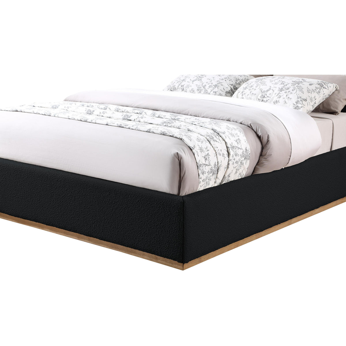 Meridian Monaco Black Boucle Fabric Queen Bed