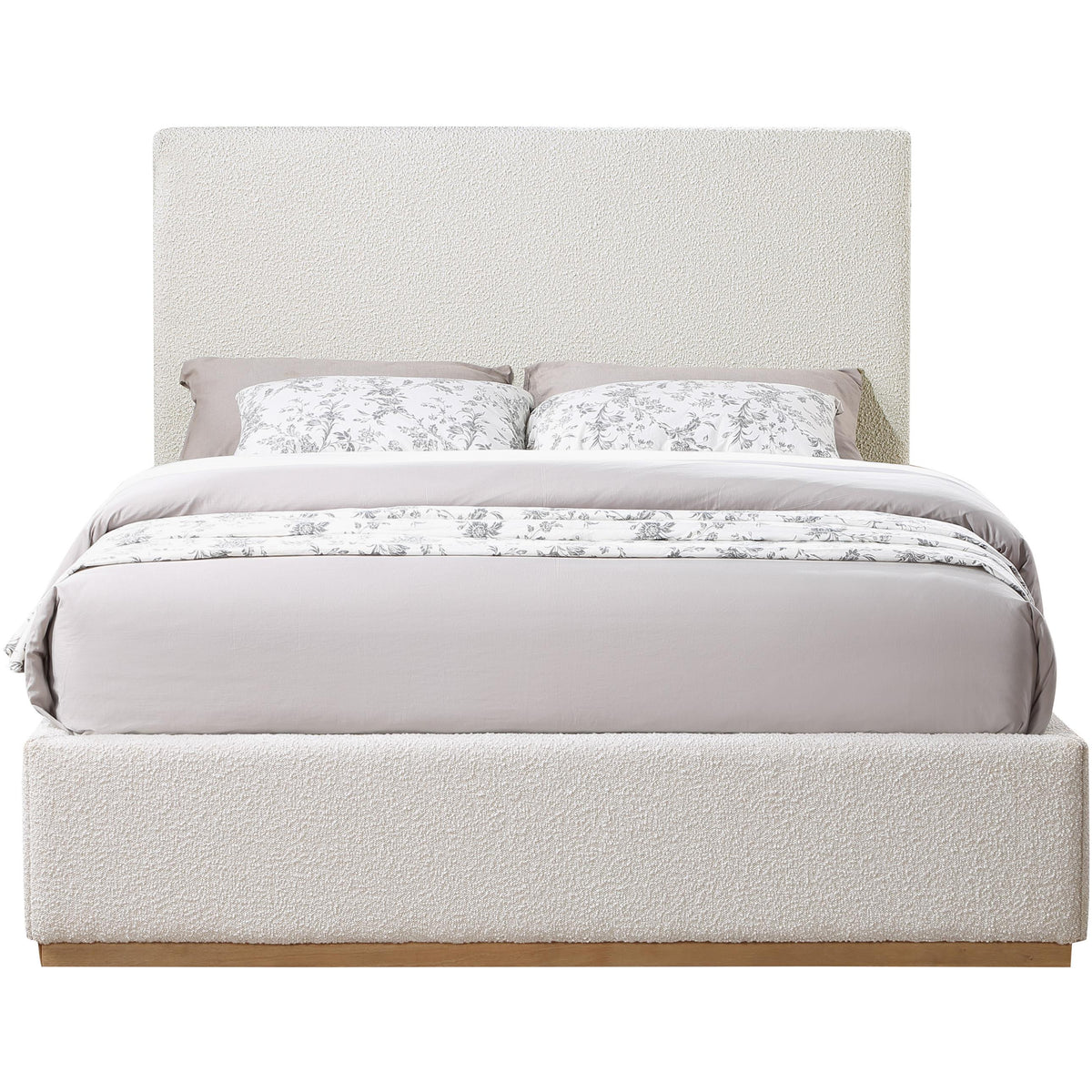 Meridian Monaco Cream Boucle Fabric Full Bed