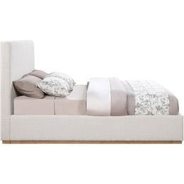 Meridian Monaco Cream Boucle Fabric Full Bed