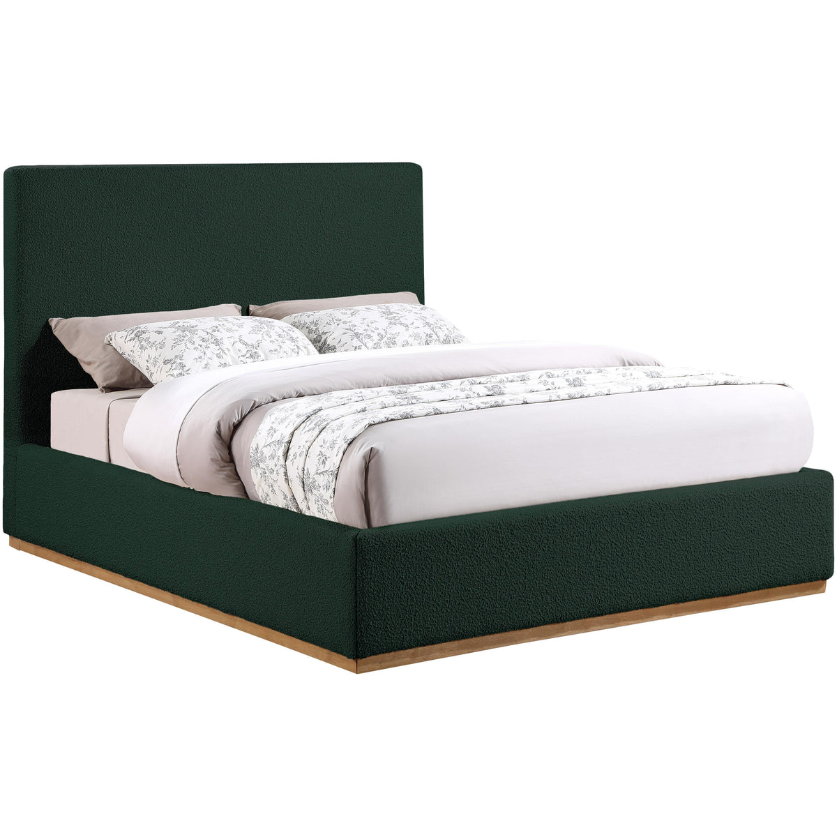 Meridian Monaco Green Boucle Fabric Full Bed