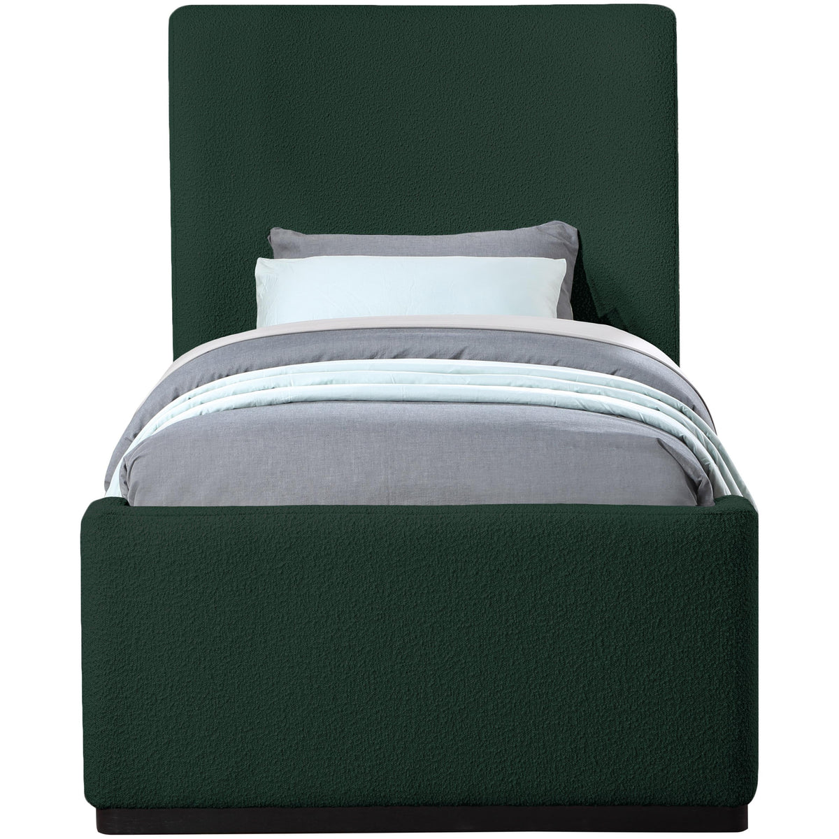 Meridian Oliver Green Boucle Fabric Twin Bed (3 Boxes)