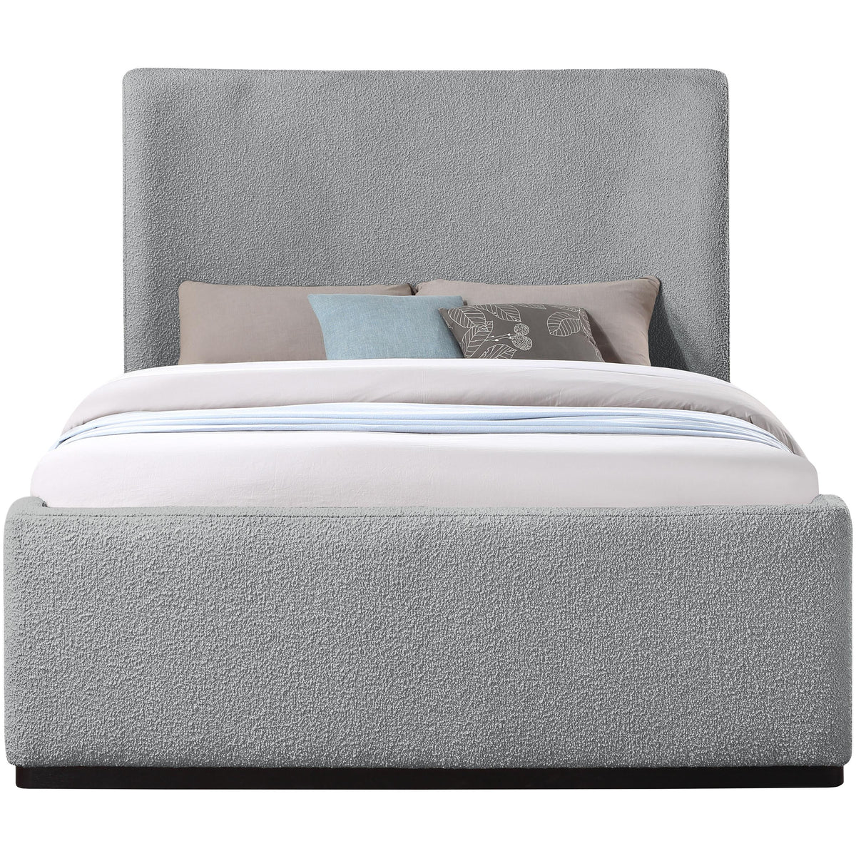 Meridian Oliver Grey Boucle Fabric Full Bed (3 Boxes)