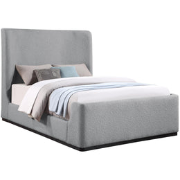 Meridian Oliver Grey Boucle Fabric Queen Bed (3 Boxes)