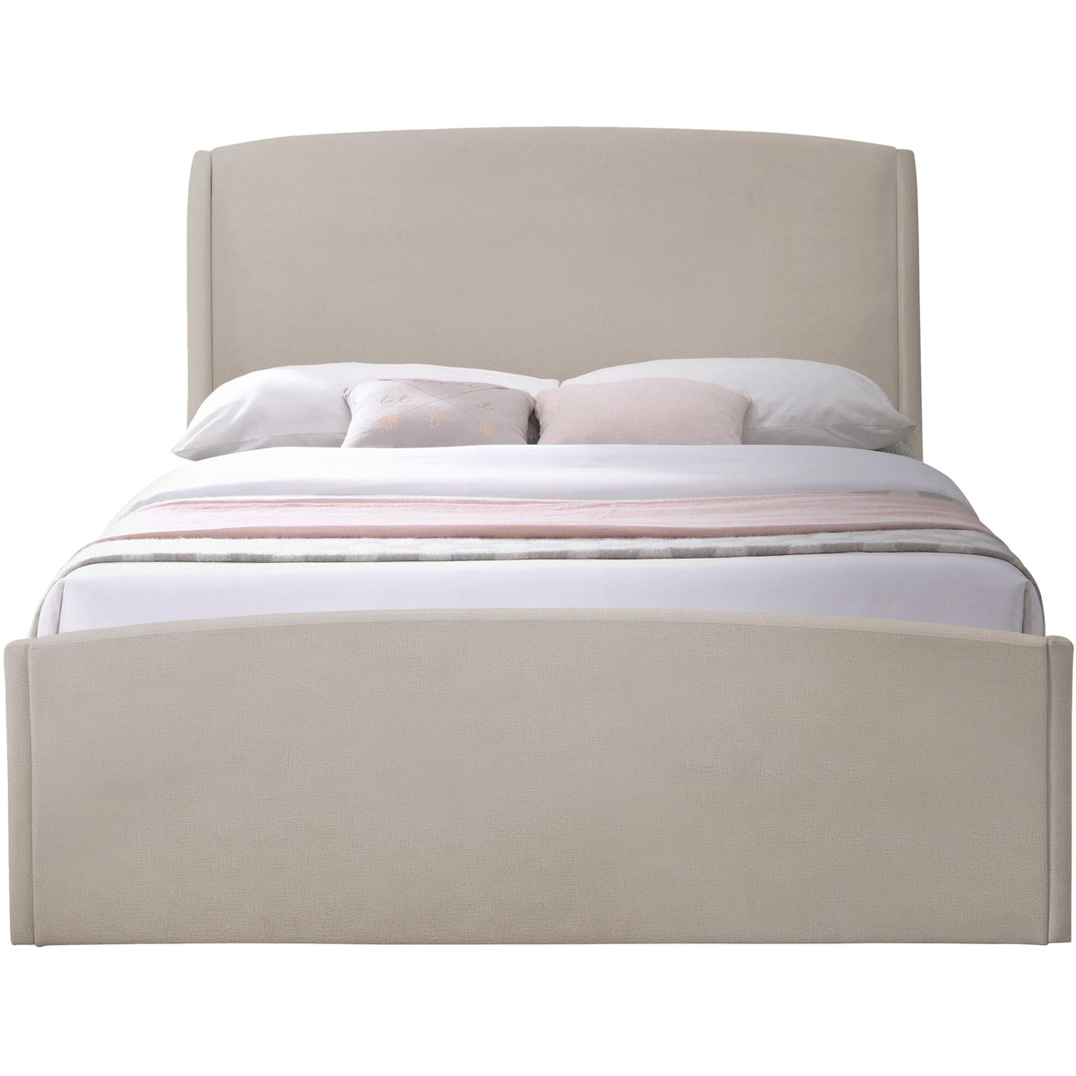 Meridian Tess Beige Velvet King Bed (3 Boxes)