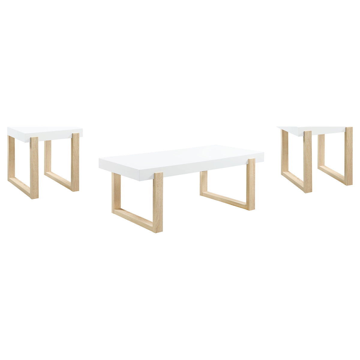 Pala  Coffee and End Table Set White High Gloss