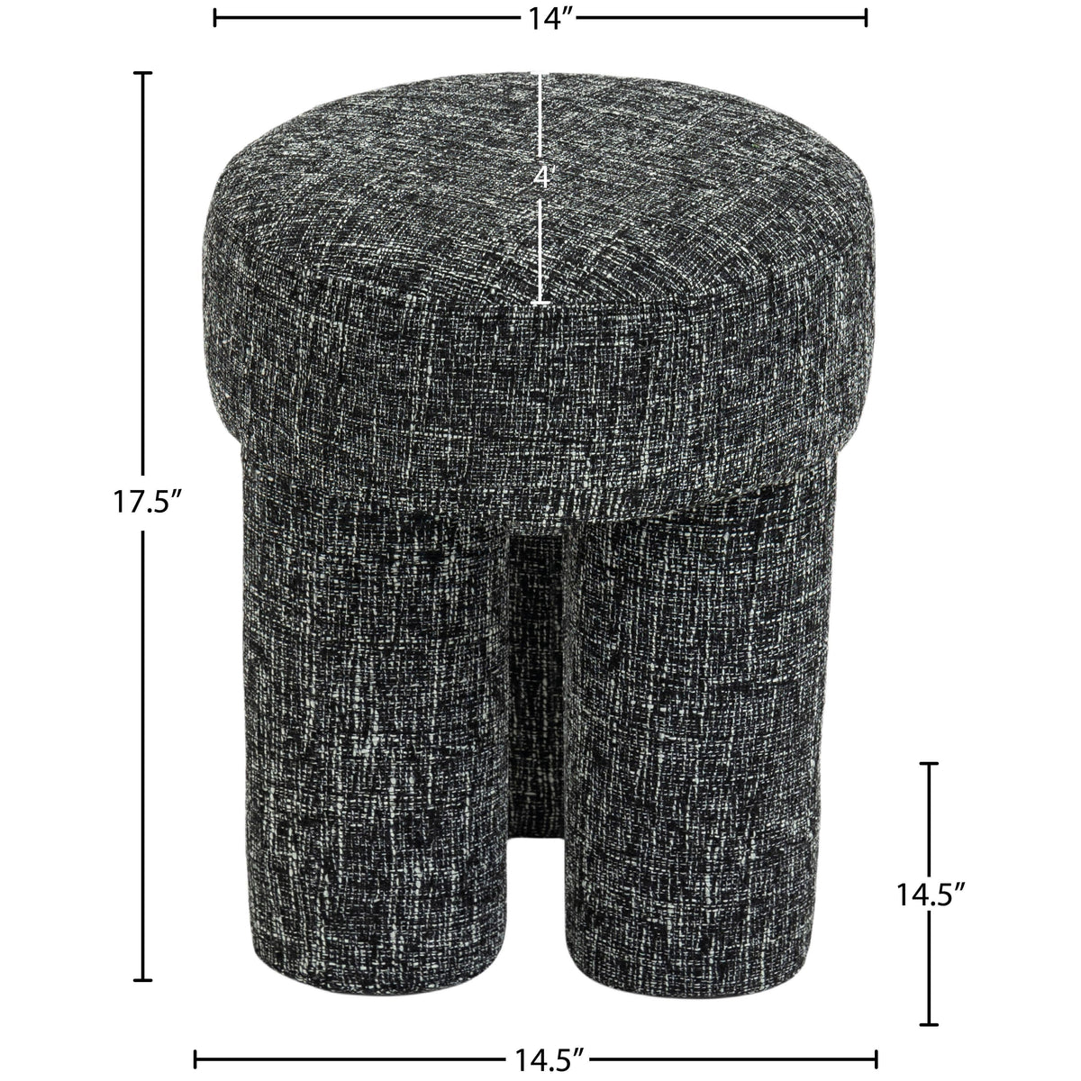 Meridian Larson Black Polyester Fabric Ottoman/Stool