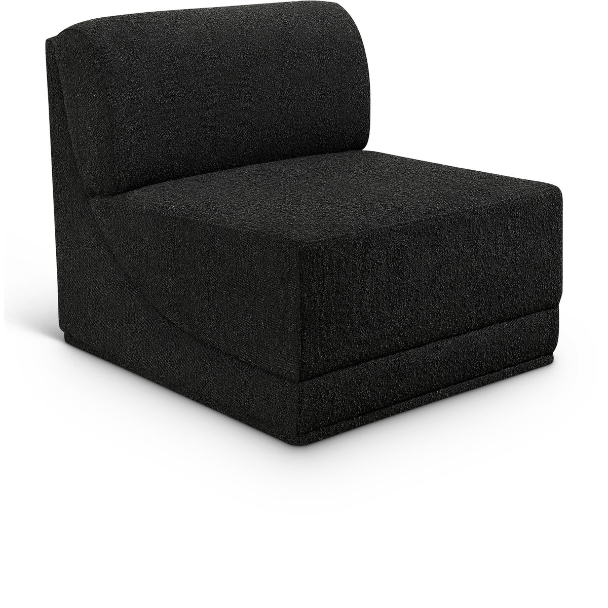 Meridian Ollie Black Boucle Fabric Armless
