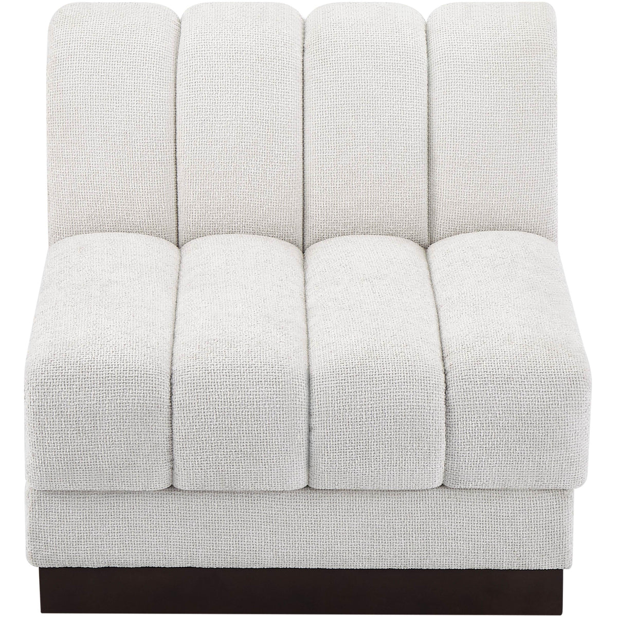 Meridian Quinn Cream Chenille Fabric Armless Chair