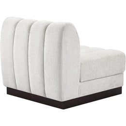 Meridian Quinn Cream Chenille Fabric Armless Chair
