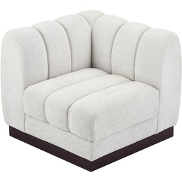 Meridian Quinn Cream Chenille Fabric Corner Chair