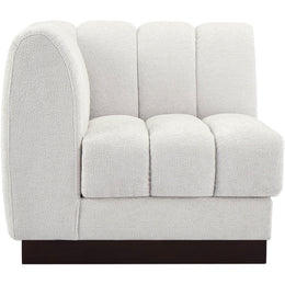 Meridian Quinn Cream Chenille Fabric Corner Chair
