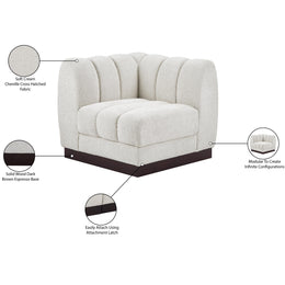 Meridian Quinn Cream Chenille Fabric Corner Chair