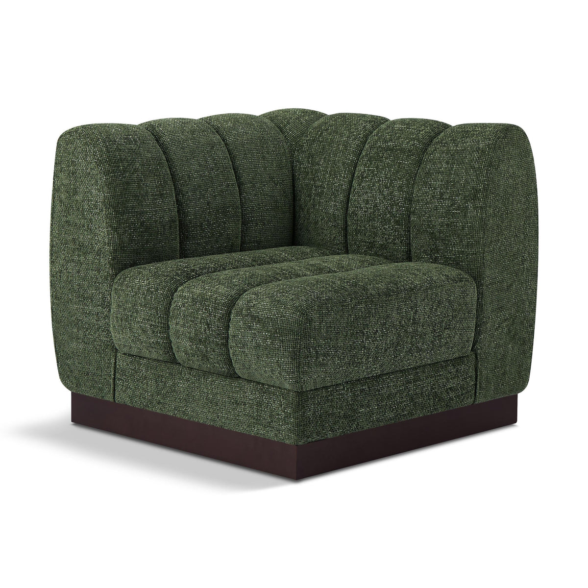 Meridian Quinn Green Chenille Fabric Corner Chair