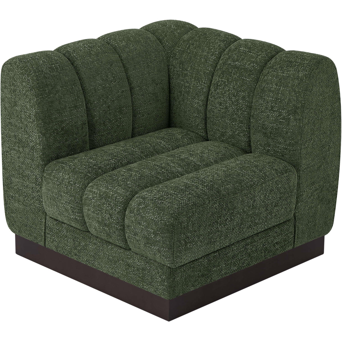 Meridian Quinn Green Chenille Fabric Corner Chair