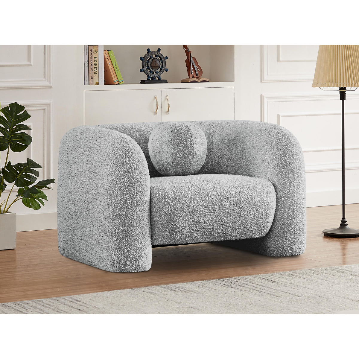 Meridian Emory Grey Boucle Fabric Chair