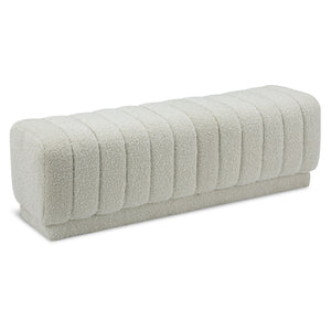 Meridian Heathrow Cream Boucle Fabric Ottoman/Bench