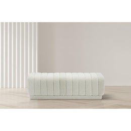 Meridian Heathrow Cream Boucle Fabric Ottoman/Bench