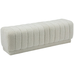 Meridian Heathrow Cream Boucle Fabric Ottoman/Bench