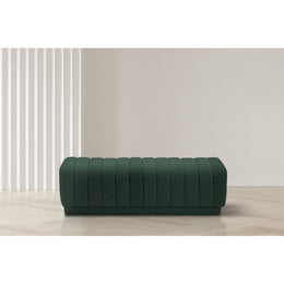 Meridian Heathrow Green Boucle Fabric Ottoman/Bench