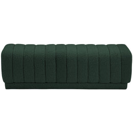 Meridian Heathrow Green Boucle Fabric Ottoman/Bench