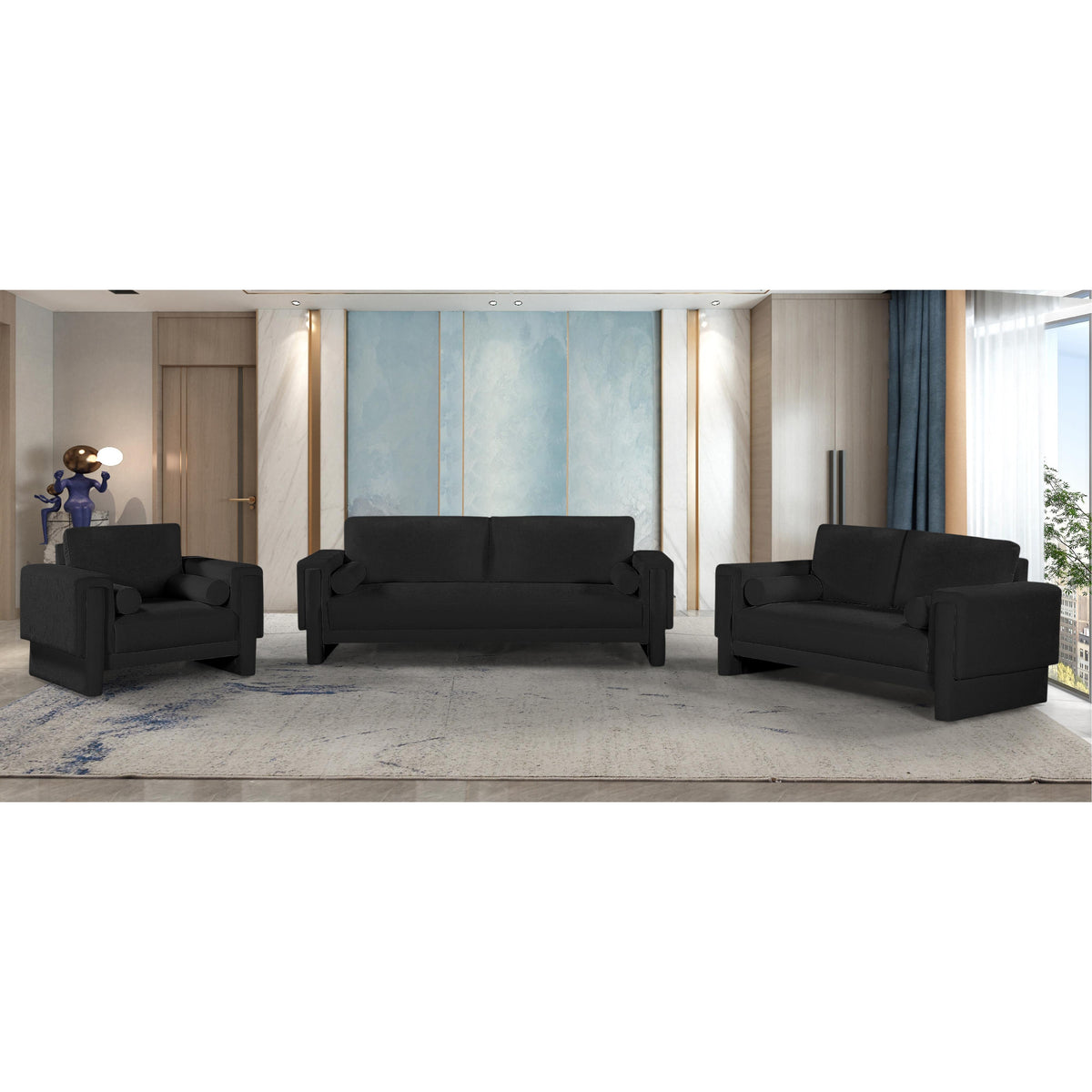 Meridian Madeline Black Chenille Fabric Chair