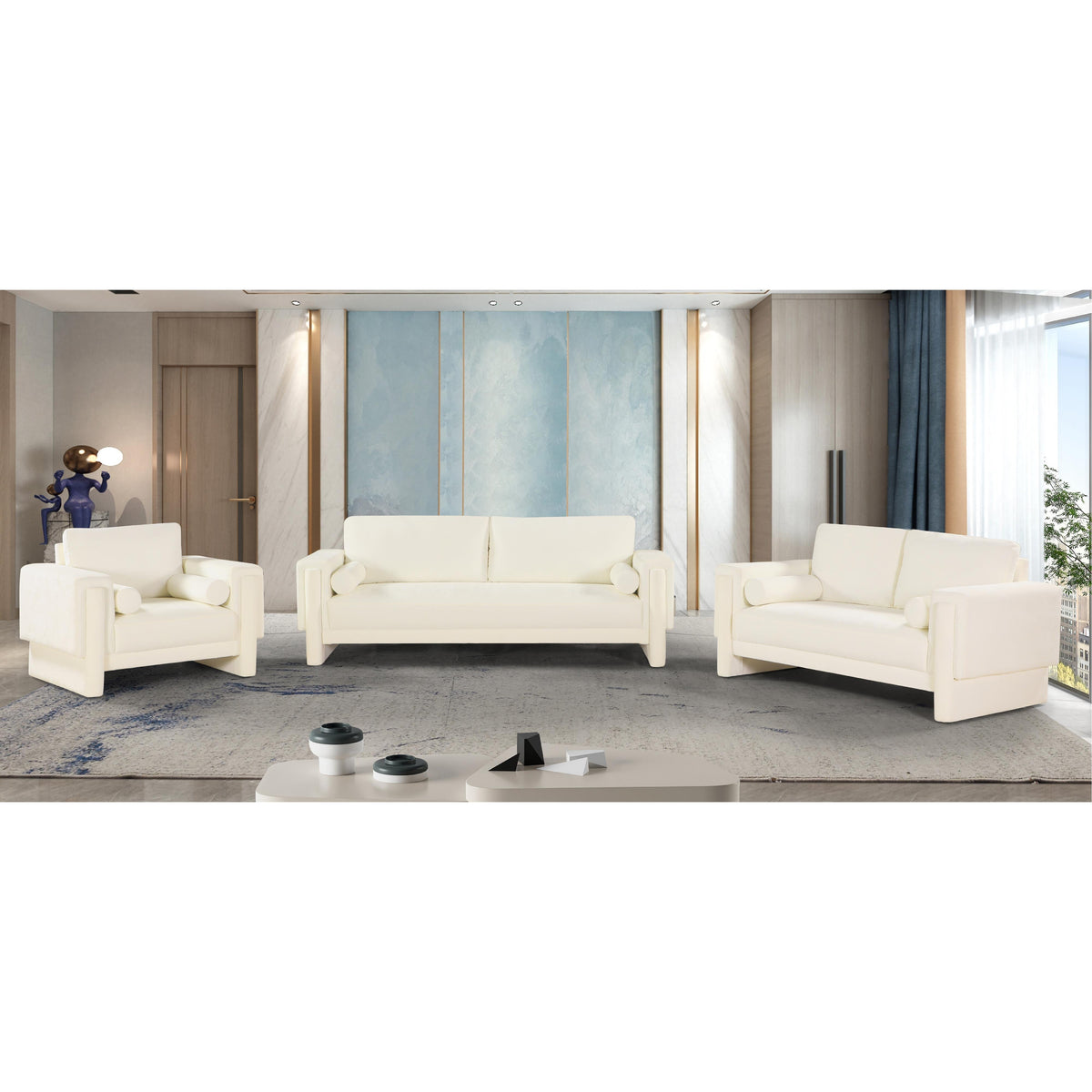 Meridian Madeline Cream Chenille Fabric Chair