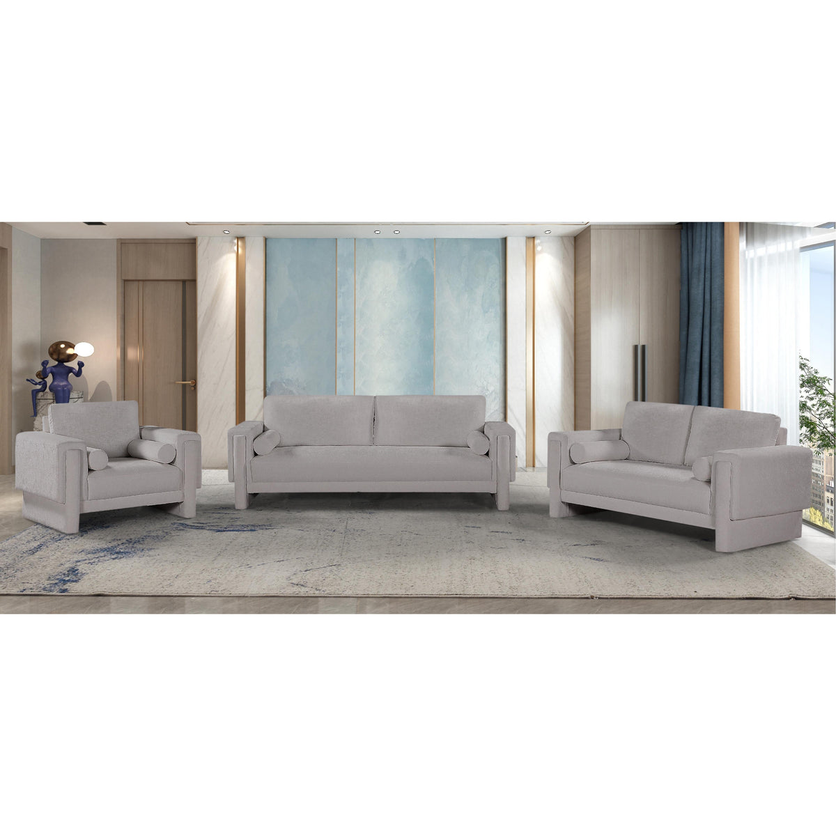 Meridian Madeline Grey Chenille Fabric Chair