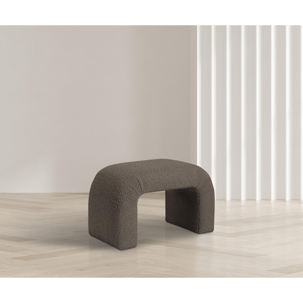 Meridian Niagara Brown Boucle Fabric Bench