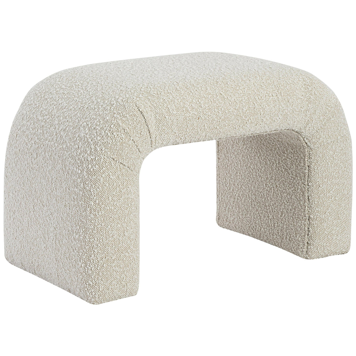 Meridian Niagara Cream Boucle Fabric Bench