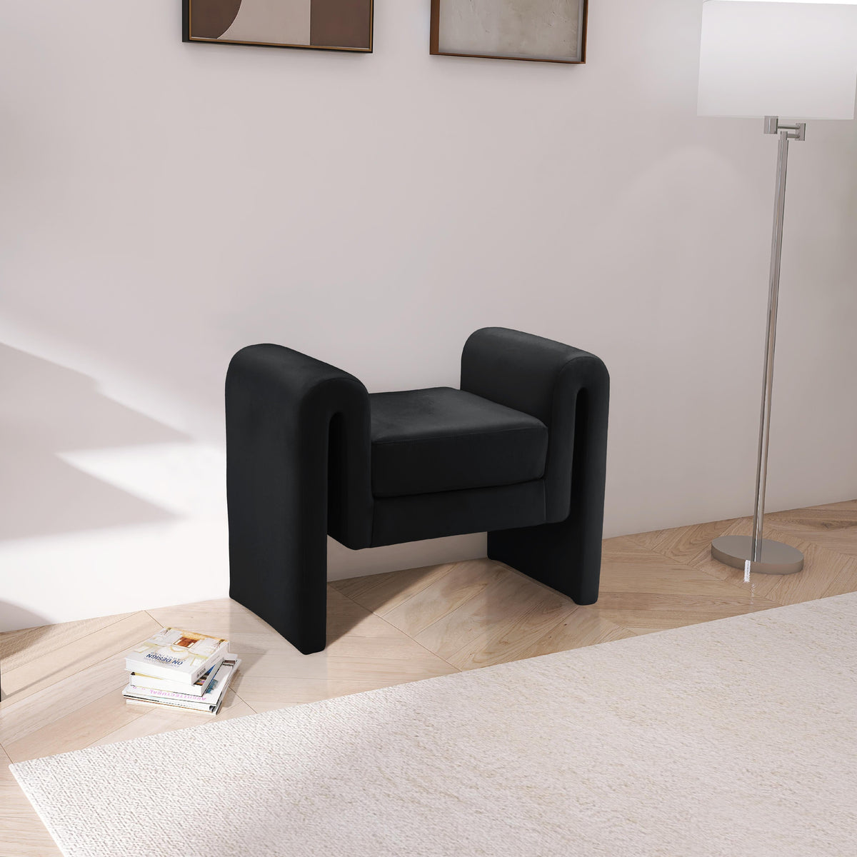 Meridian Sloan Black Velvet Bench
