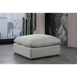 Meridian Comfy Grey Linen Textured Fabric Modular Ottoman