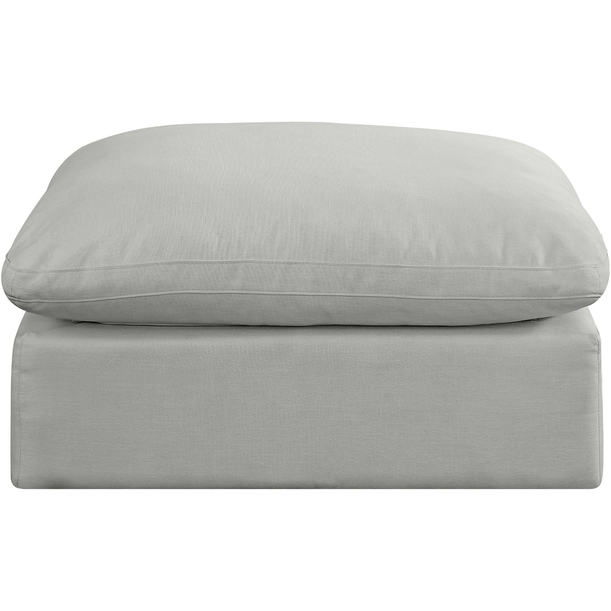 Meridian Comfy Grey Linen Textured Fabric Modular Ottoman