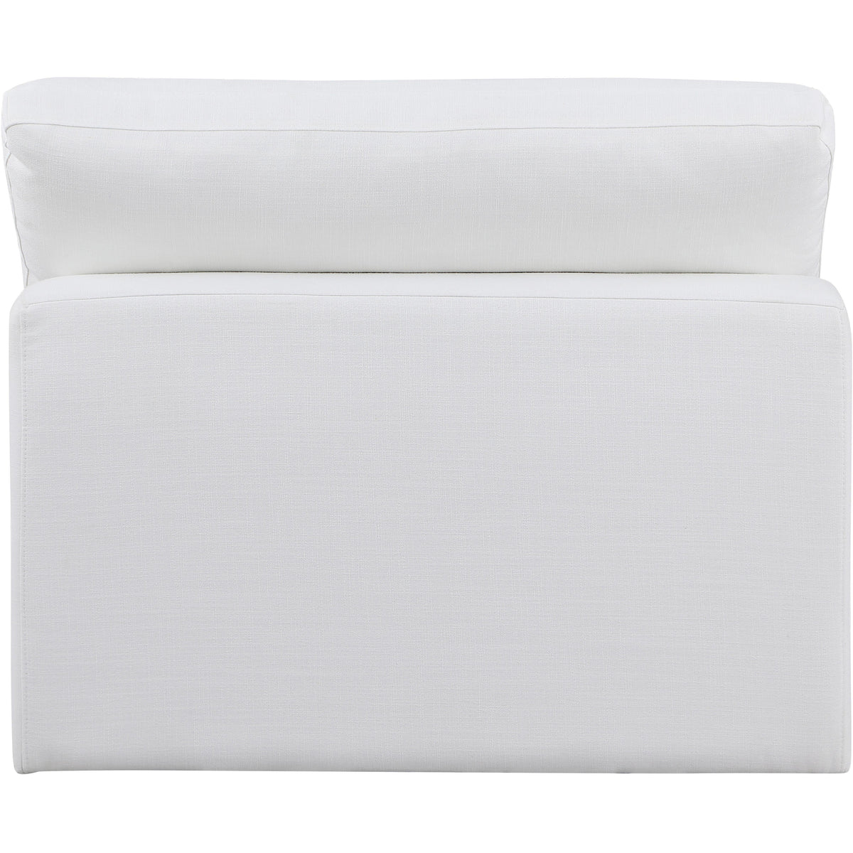 Meridian Comfy White Linen Textured Fabric Modular Armless Chair