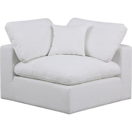 Meridian Comfy White Linen Textured Fabric Modular Corner Chair