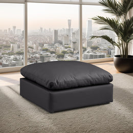 Meridian Comfy Black Vegan Leather Modular Ottoman