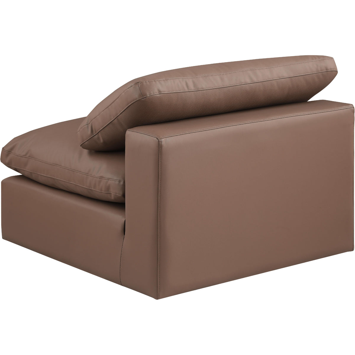 Meridian Comfy Brown Vegan Leather Modular Armless Chair