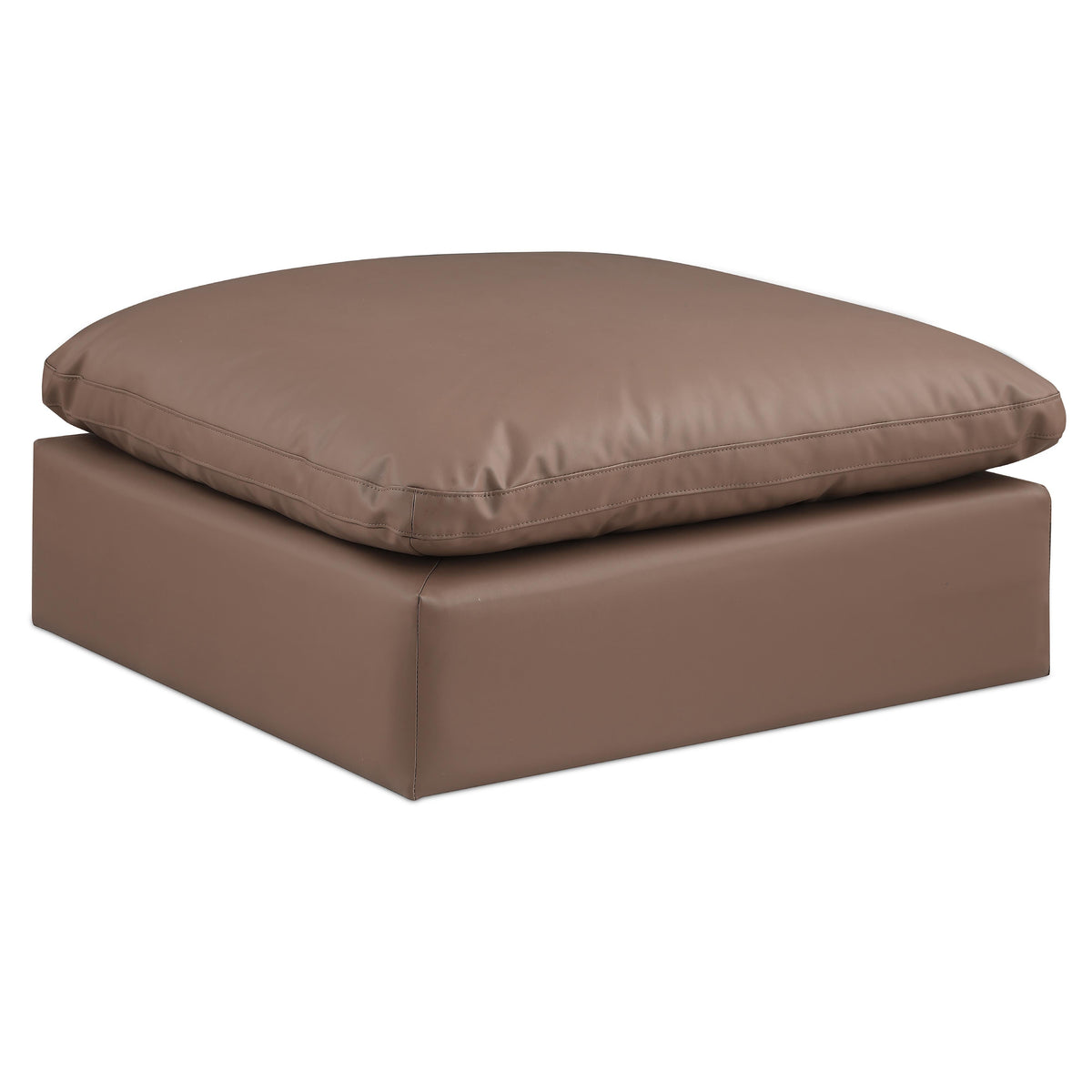 Meridian Comfy Brown Vegan Leather Modular Ottoman
