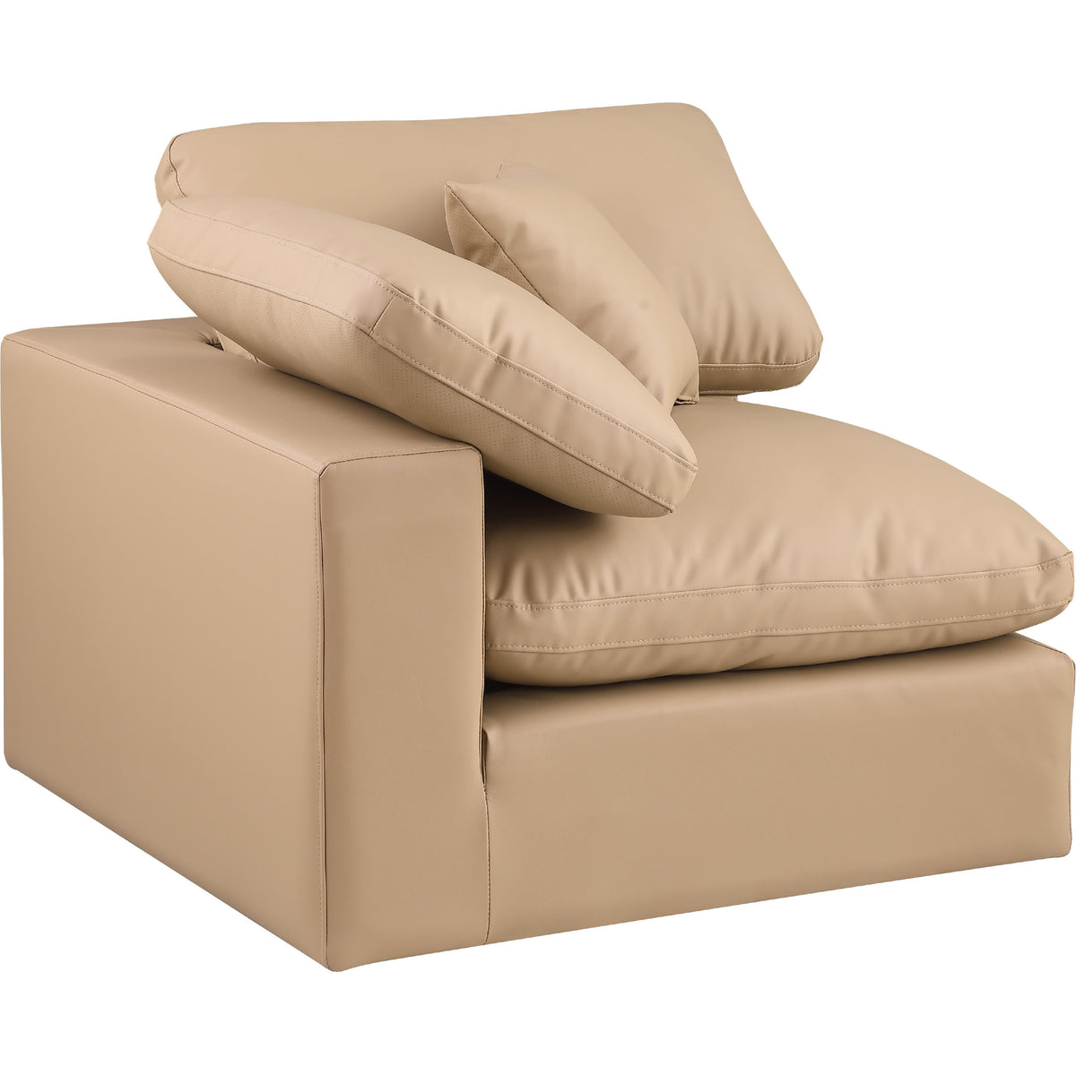 Meridian Comfy Tan Vegan Leather Modular Corner Chair