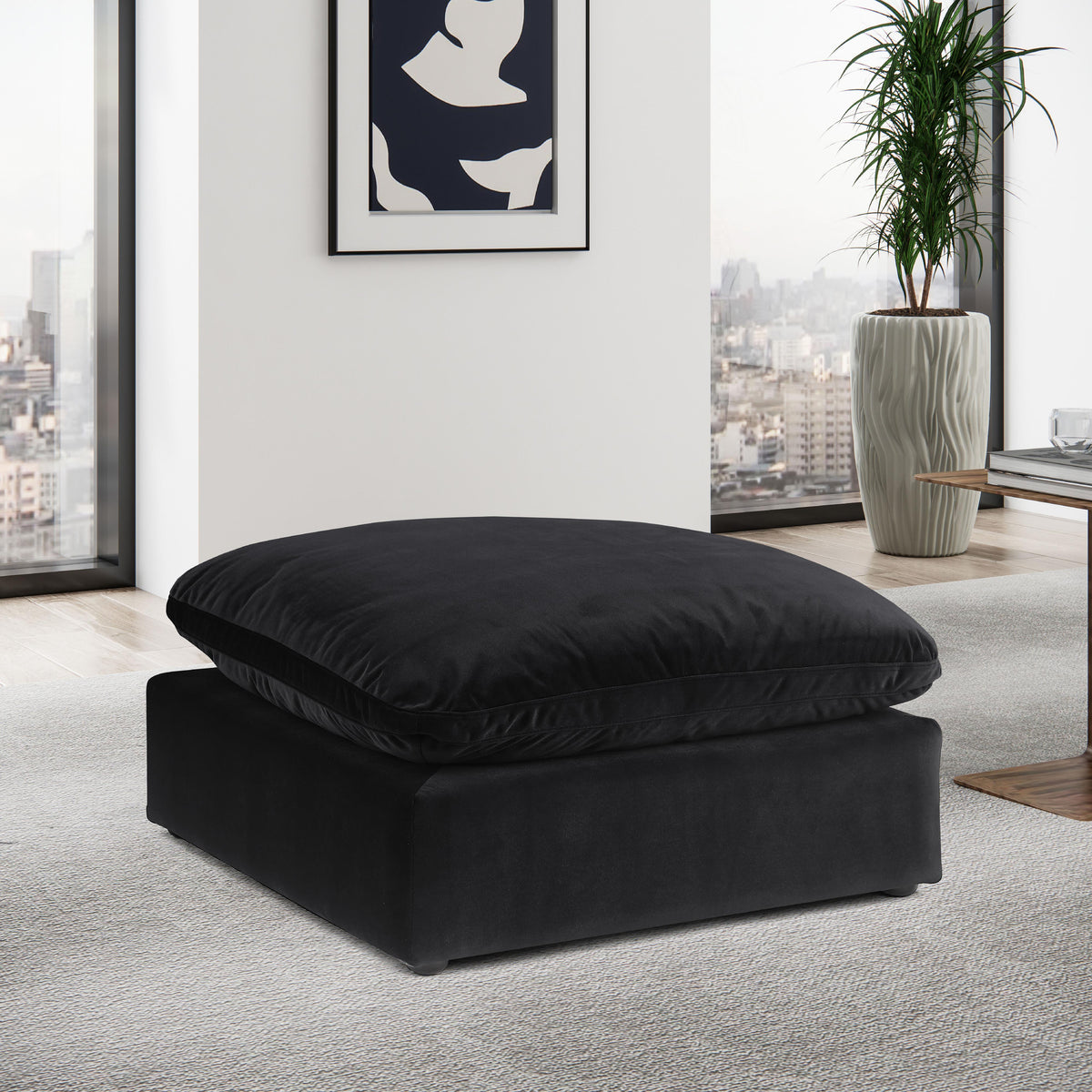 Meridian Comfy Black Velvet Modular Ottoman